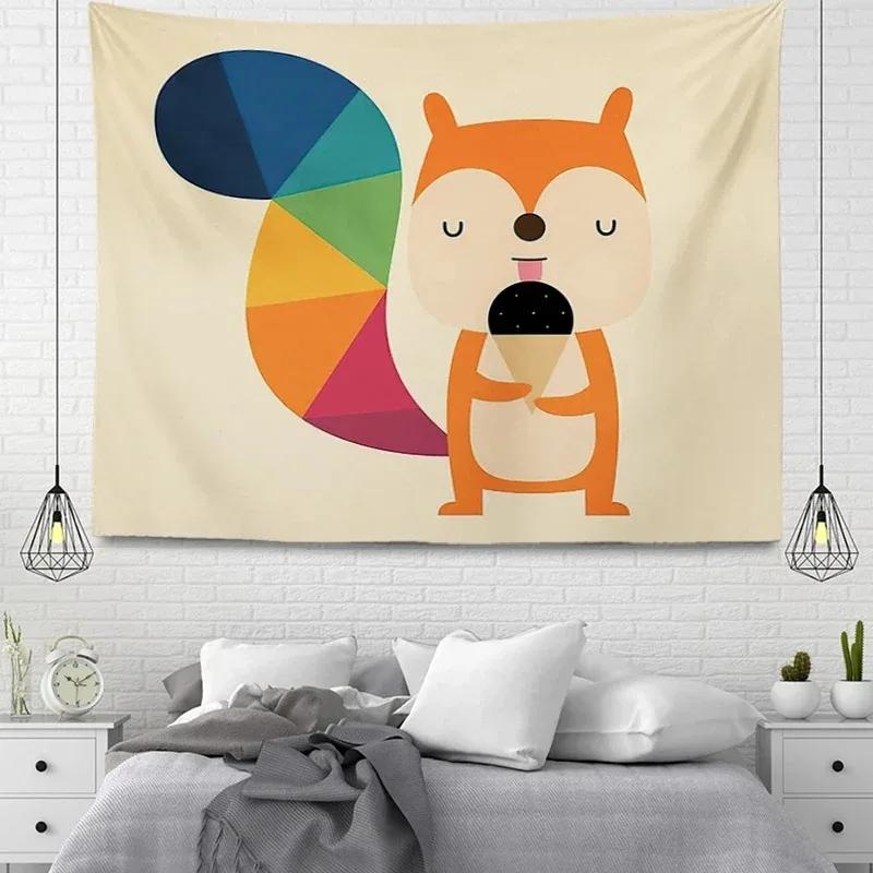 Cartoon Animals Simple Decorative Tapestry Home Wall Living Room Office Decorative Tapestry