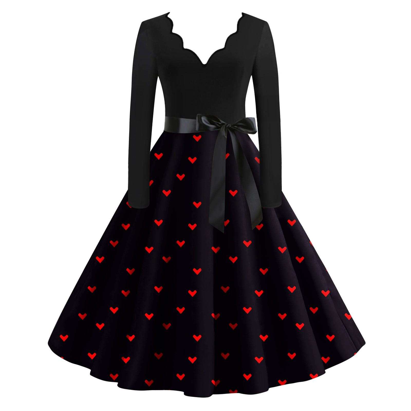 

Женское повседневное модное платье с V-образным вырезом и длинными рукавами в стиле ретро с принтом «любовь» XXXXXL чёрный