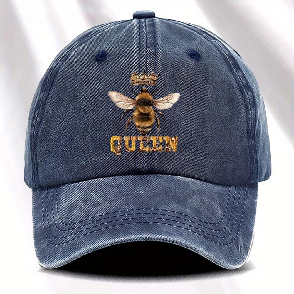 Ladies' printed baseball cap with queen bee pattern for daily casual fashion and versatile duckbill cap