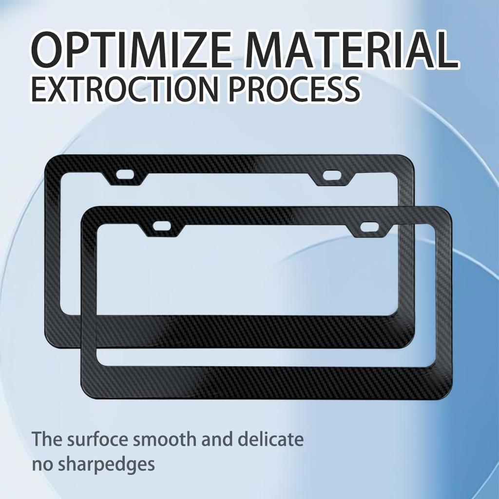 Mandark 2 Stück Kohlefaser Kennzeichenhalter für Autos, Aluminium Kfz-Kennzeichenhalter mit Schrauben, Rostfrei US-Standard Fahrzeug Vorne Hinten