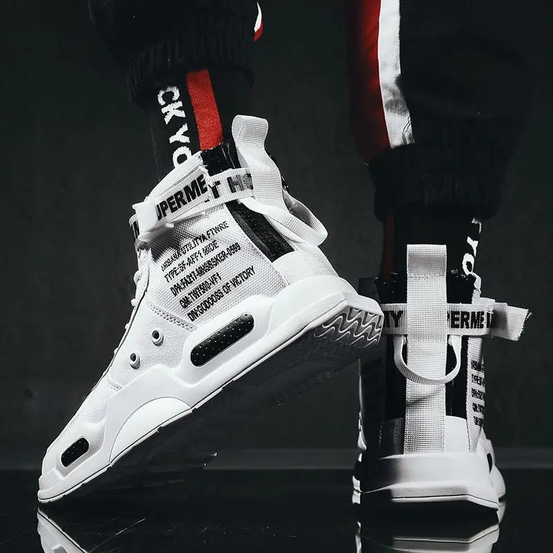 Fashion Men's High Top Fashion Leather Sneakers Trend Hot Sale Comfortable Man Casual Shoes Outdoor Non-slip Breathable Men Shoes