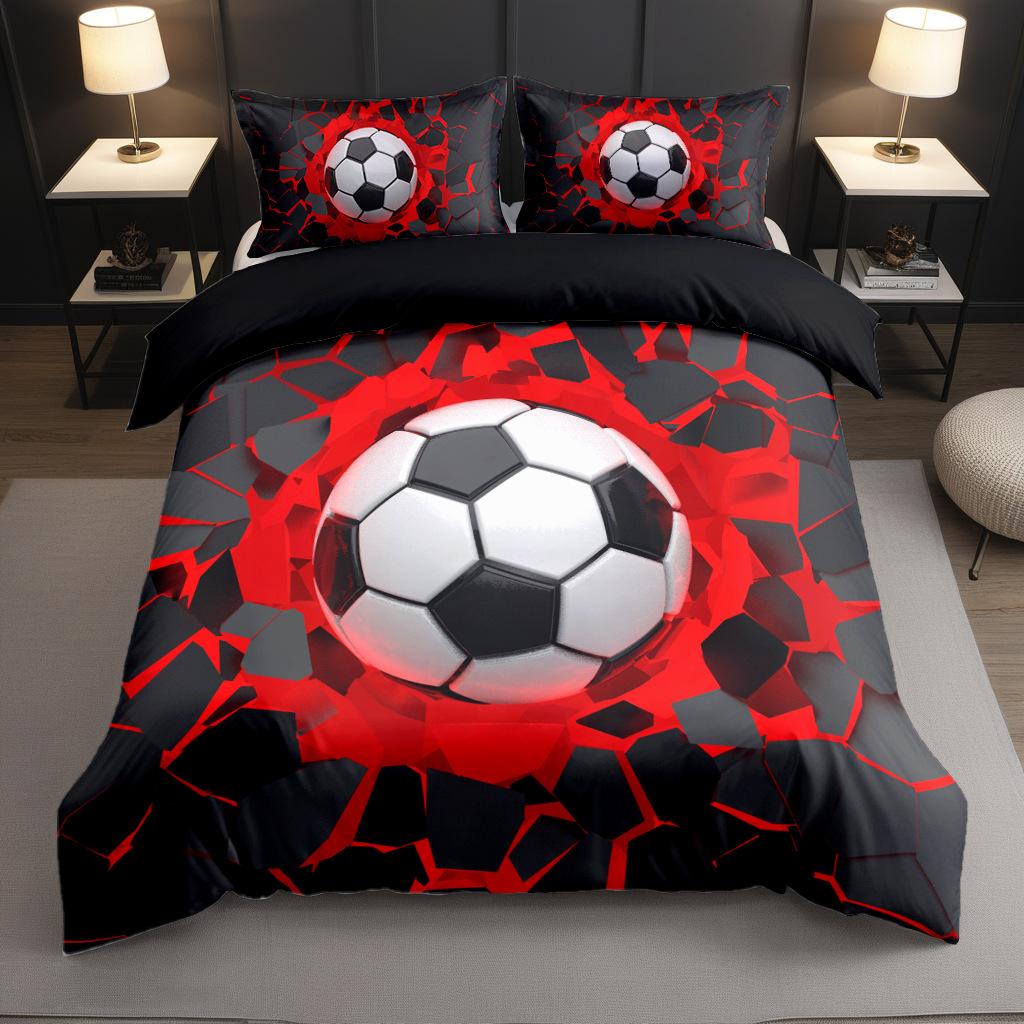 Quilt Cover Bedding 3D Printing Three-Piece Set Home Textiles Technology Sense Football Sports