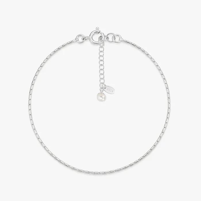 [925 Silver] Single Pearl Snake Chain Bracelet . MLB2608