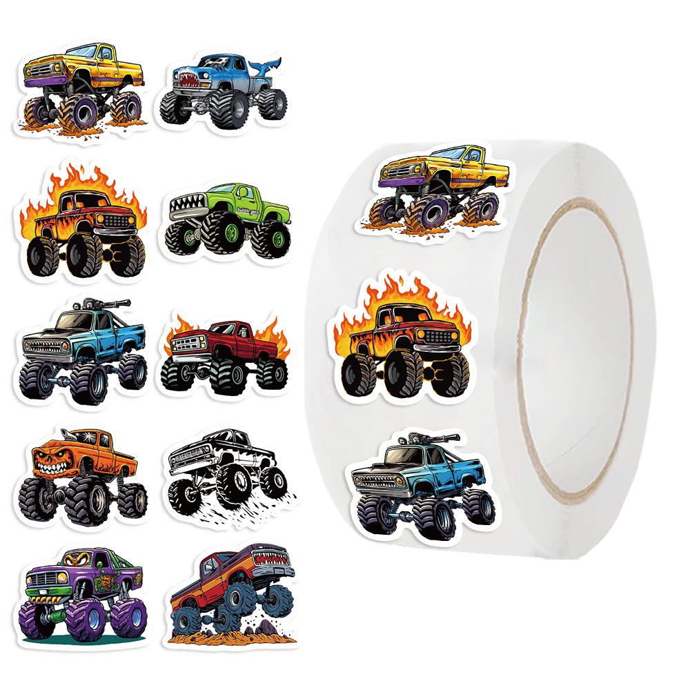 500 Pictures/roll New Tape Off-road Truck Man Account Material Decorative Envelope Seal Sticker Dots