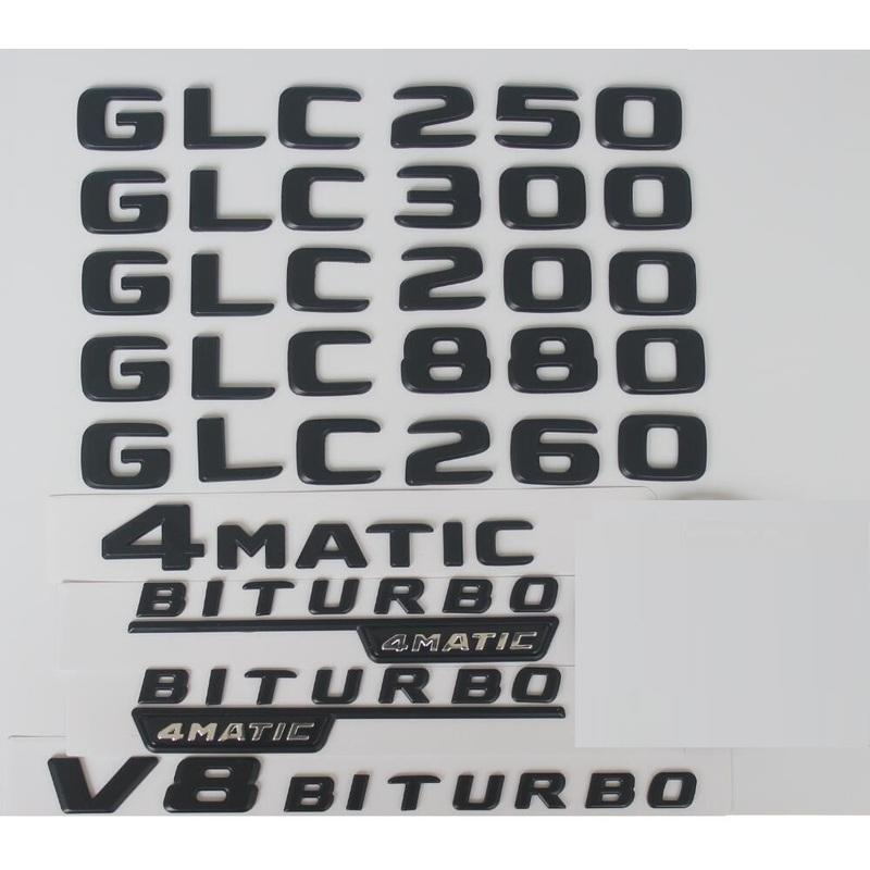 Matte Black Trunk Letters Badges Emblems Sticker for Mercedes Benz X253 X254 GLC220 GLC250 GLC350 GLC400 V8 BITURBO 4MATIC 4MATIC