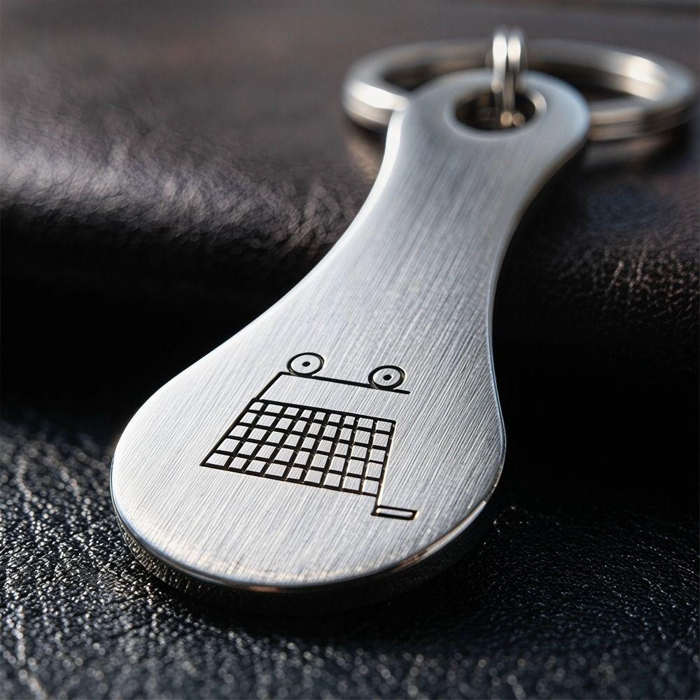 Metal Ring Trolley Key Holder Stainless Steel Supermarket Keyring Shopping Cart Keychain  Home