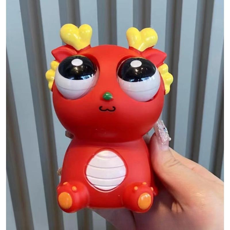 

1pcs Pop Eyed Dragon Pinnacle Decompression Toy Network Popular The Year of The Loong Squeeze Tulip Toys червоний