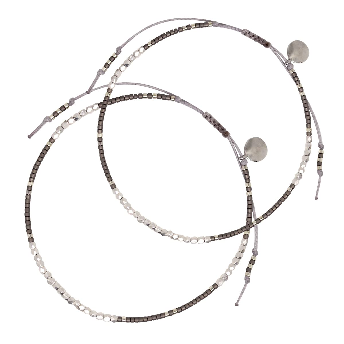 

siesta Holiday Anklet Pair Couple Silver Gold Made in Japan Always On Set Christmas x [La Shop] 2-Piece Allergy-Free (Gray Gray)