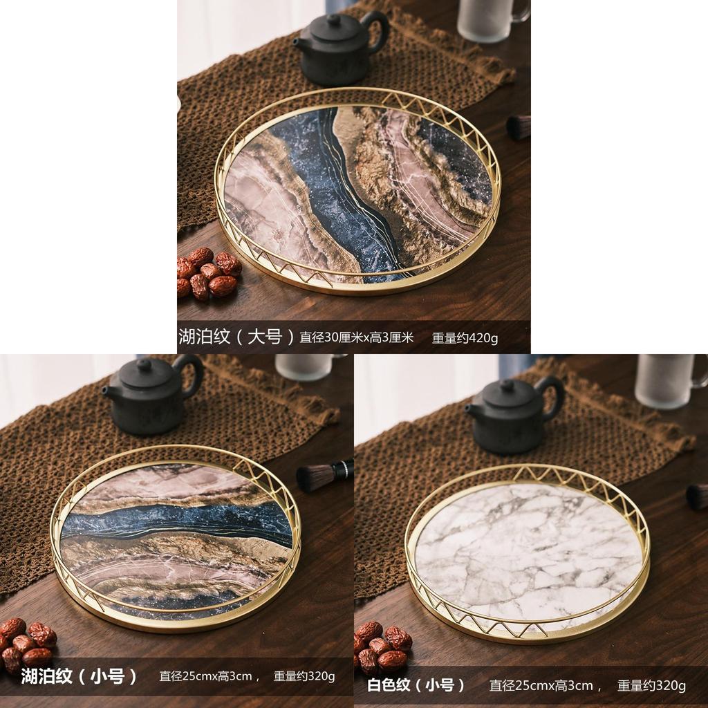 Minimalist Marble Snack Tray With Storage For Home Office And Relaxation
