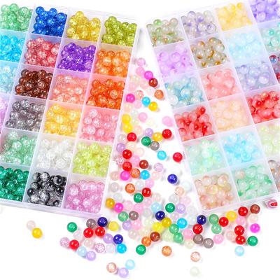 1 Box Glass Jelly Bright Ball Beads, for DIY Jewelry Bracelet Necklace Making
