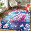 1pc Aurora and Graceful Swans Print, Design Indoor Area Rug - Soft, Anti-Slip, and Durable Gaming Room Decor for Bedroom