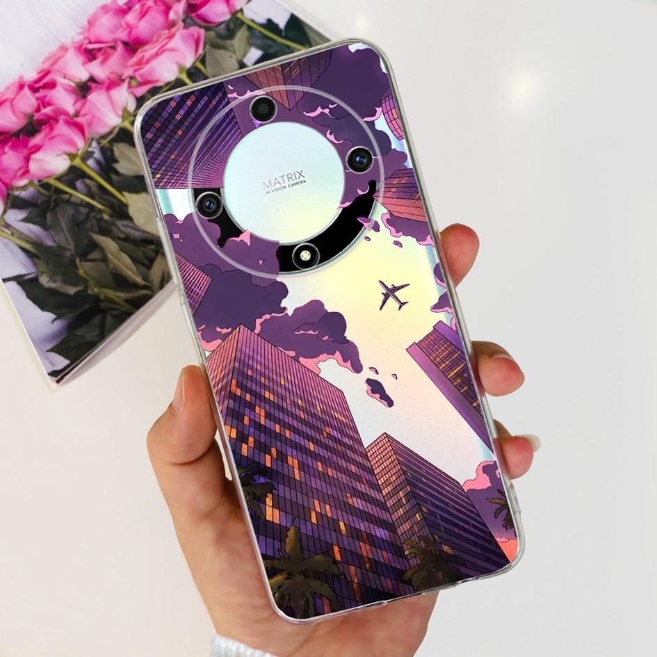 For Honor X9b 5G Case ALI-NX1 Popular Flower Soft Clear Silicon TPU Cover For Honor X9a RMO-NX1 HonorX9 ANY-NX1 Shockproof Funda