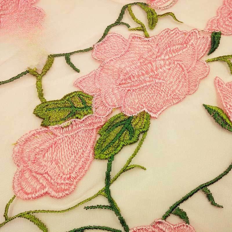 Polyester Light Silk Three-Color Embroidery Fabric, Water-Soluble Lace Full-Width Accessories, Colorful Heavy Industry Dyed Embroidery Cloth