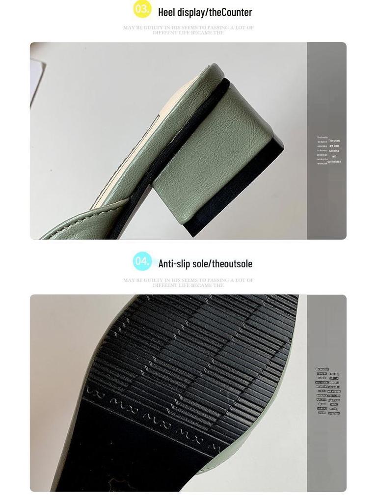 Dames 2023 Zomer Puntige Neus Middenhoge Hak Outdoor Muiltjes