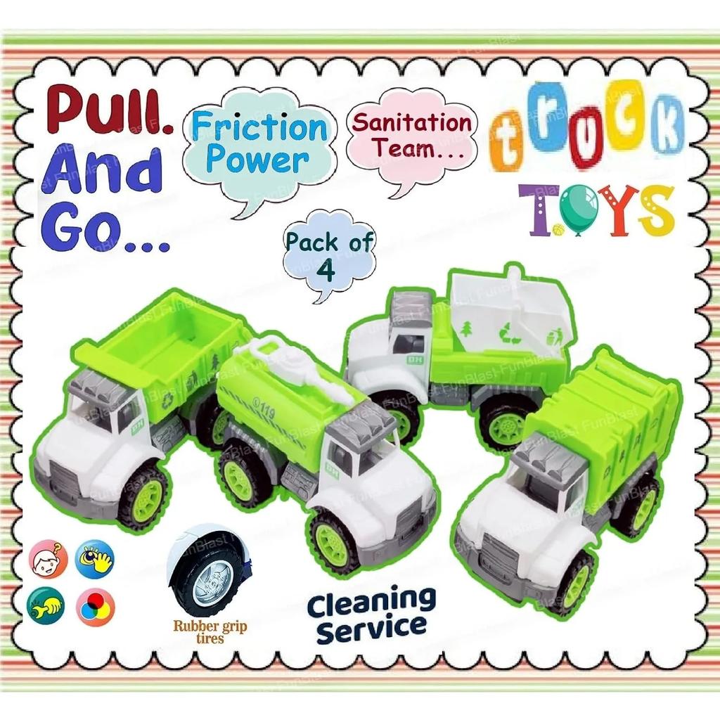 4Pcs Pull Back City Cars and Trucks Toy Vehicles Set Friction Powered Cars Toys for Toddlers Boys Girls’ Educational Play