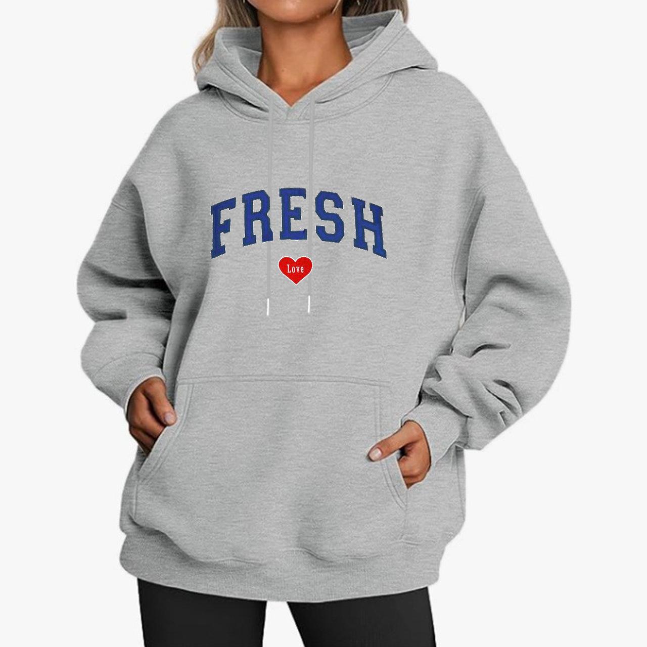 

Толстовка с капюшоном и заниженными плечами Y2K Trendy Letter Love Print Мужской и женский флисовый свитер 5XL светло-серый