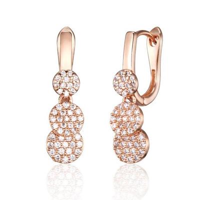 14K GF Round Stone Drop One-Touch Earrings C24EGF206