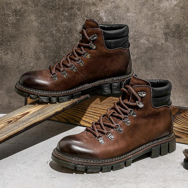 Desai Leer Martin Laarzen Britse Stijl Retro Leren Schoenen Heren Ademend Veelzijdig Mode Locomotief Laarzen Gereedschap Korte Laarzen