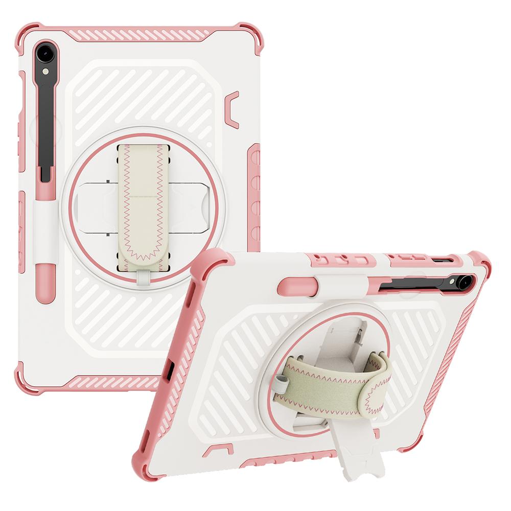 Kickstand Case for Samsung Galaxy Tab S9 FE/S9/S8/S7 PC+TPU Shockproof Tablet Cover with Hand Strap