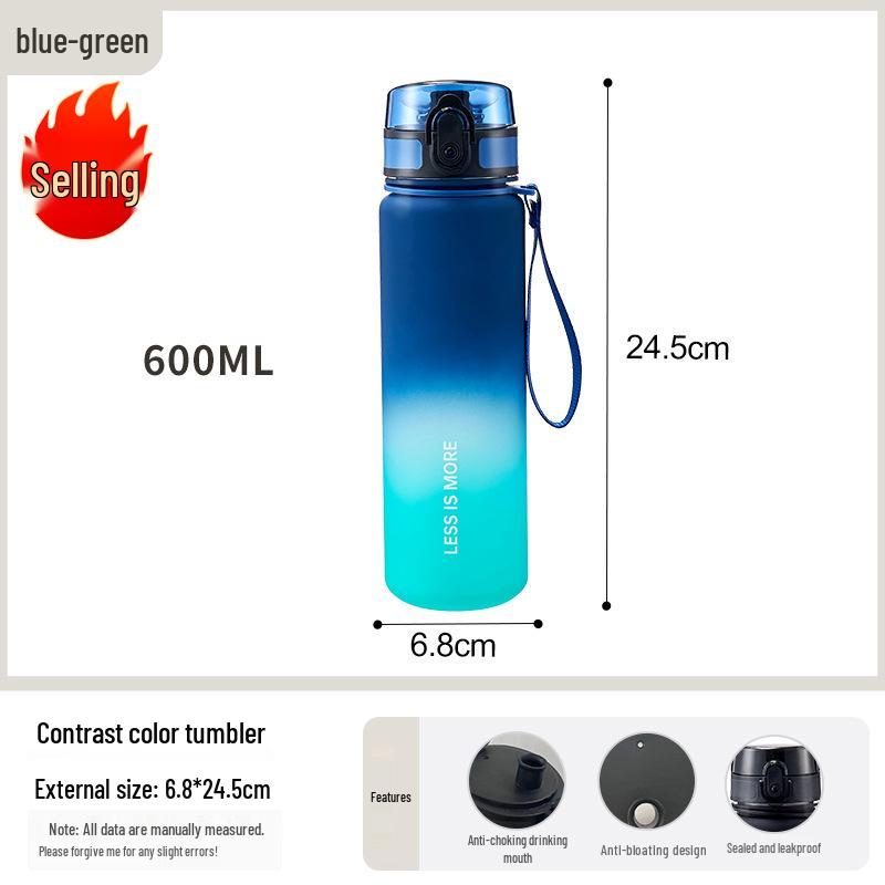 Men's Gradient Large-Capacity Sports Water Bottle - High-Temperature Resistant, Portable for Fitness and Summer Activities