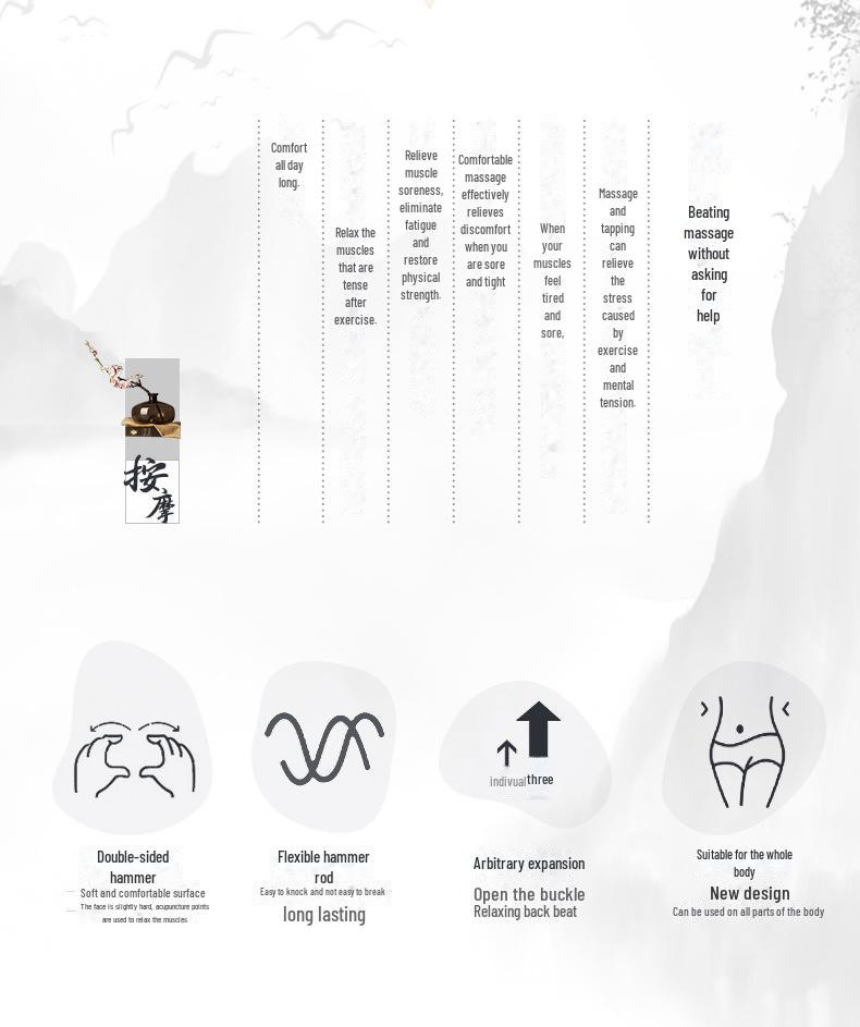 Fulu Gourd Massage Hammer: Meridian Patting Massager and Silicone Health Gift