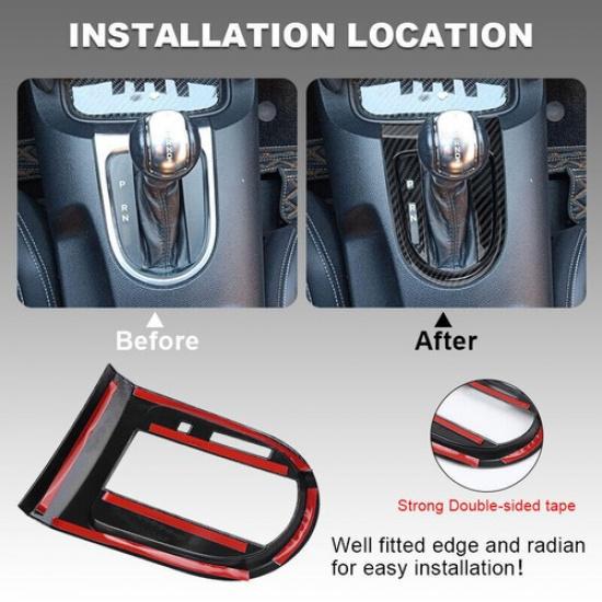 Interior Gear Shift Frame Cover Trim Panel For Ford Mustang 2015+ Carbon Fiber