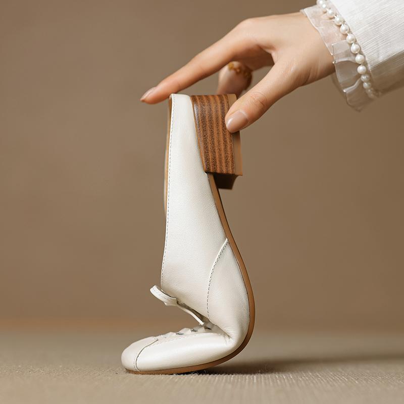 Fashion 2024 NEW Summer Women Mules Genuine Leather Shoes for Women Cover Toe Chunky Heel Slippers Square Toe Slingback Designer Sandals