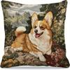 1pc Pillowcase, Happy Corgi Floral Art Pillowcase. Soft and Comfortable Polyester Short Plush Fabric, Single-sided Print, Does Not Include Pillow Inse