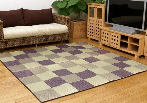 IKEHIKO Igusa Rug Carpet, Made in Japan, Block 2, Brown, 191 x 191 cm, 8220570