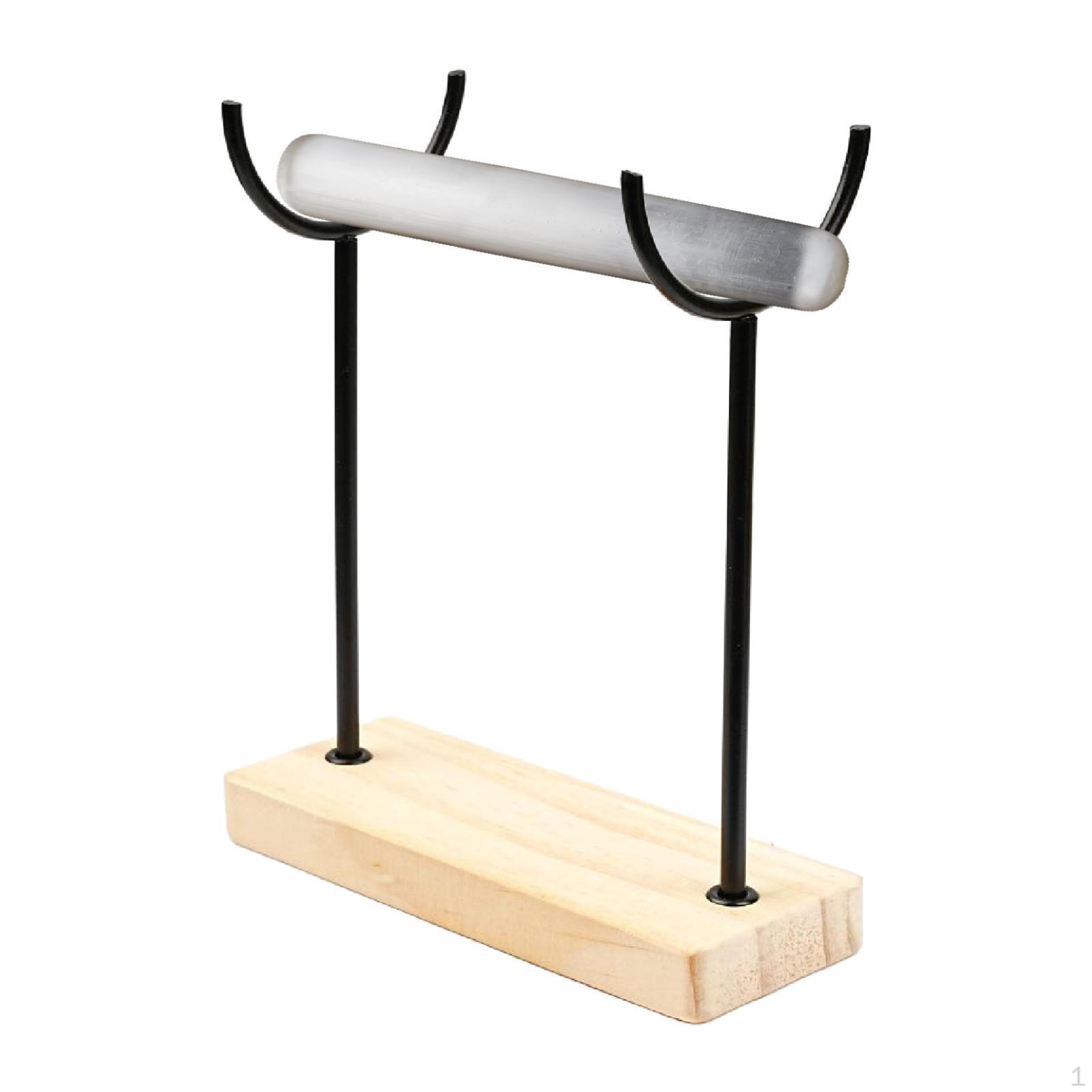 

Selenite Bracelet Holder Display Stand Anklets Gift Detachable Bar with Wooden Base Organizer Black Height 15cm