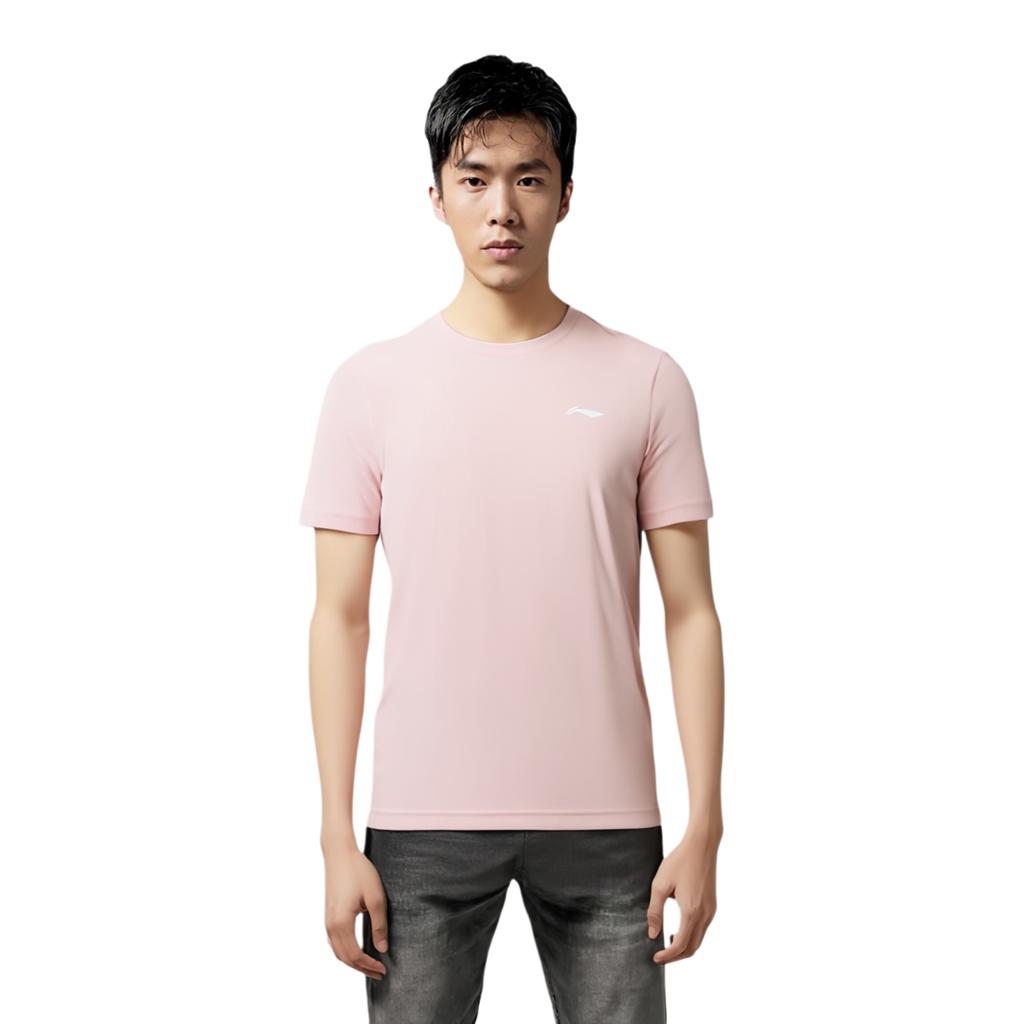 Li-Ning Solid Color Quick-Dry Breathable Lightweight Sports Training Short Sleeve T-Shirt Men Tops Cherry-Blossom-Pink ATSP309-4
