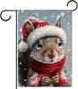 Garden Ag 12x18 Inch Double Sided Outdoor Yard Christmas Squirrel Banner Seasonal Welcome Decorations Holiday Ag for Out EEL