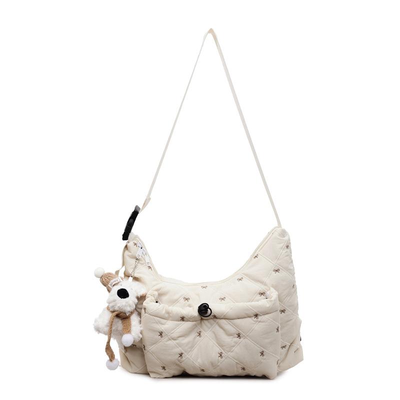 2025 new foreign-style cotton clothing bag autumn and winter versatile lightweight shoulder bag large capacity high-end fashion messenger bag