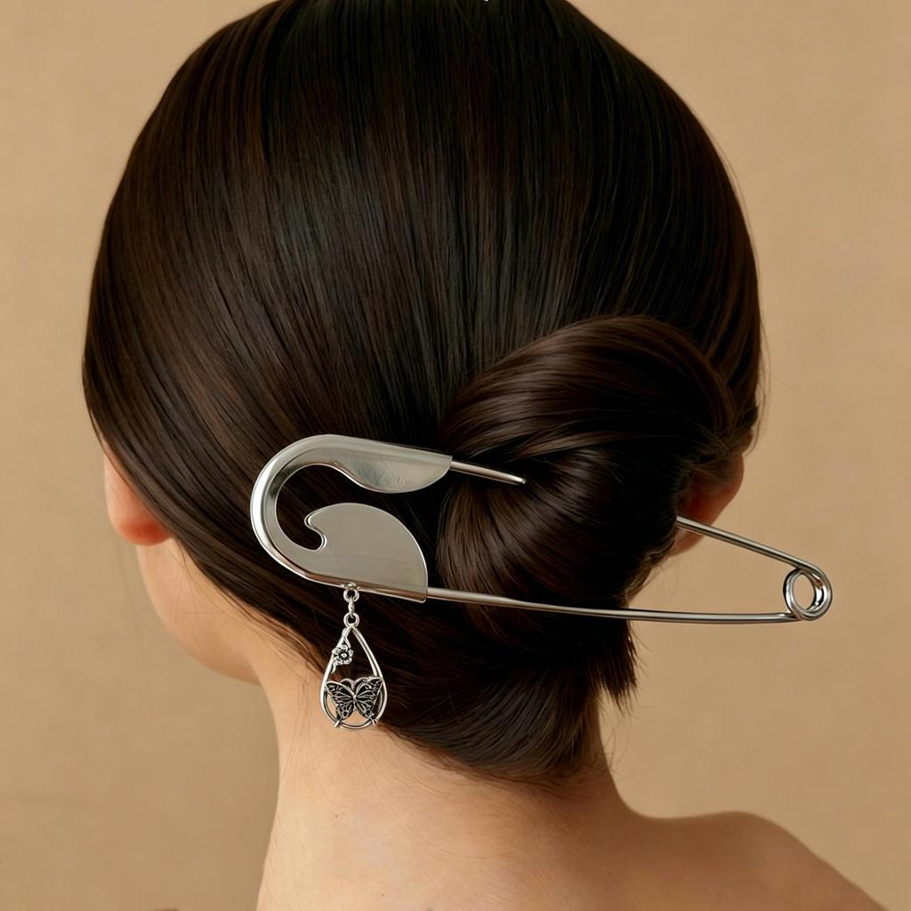 Stylish Large Silver Hair Brooch: Creative Metal Claw Clip for Thick Hair