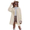 Women's Round Neck Coat Casual Fleece Coat Vintage Solid Color Long Sleeve Single Breasted for Office Party