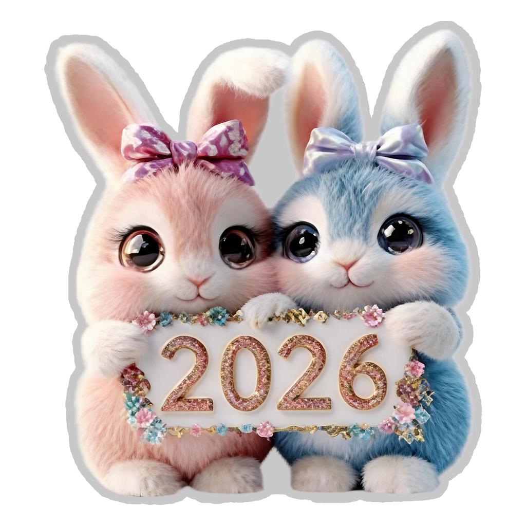 Adorable Acrylic Easter Ornament For Featuring A Pair Of Newborn Rabbits And A Shimmering Light Egg With A Beautiful Bow