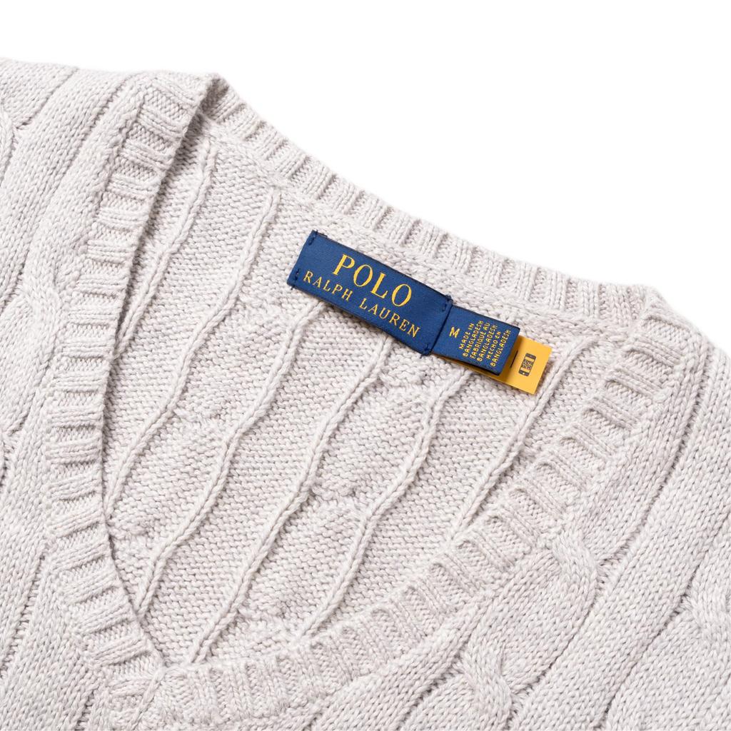 Polo Ralph Lauren Logo Cable Knit V-Neck Casual Sweater Vest Men sweater vests Gray 710766173-004