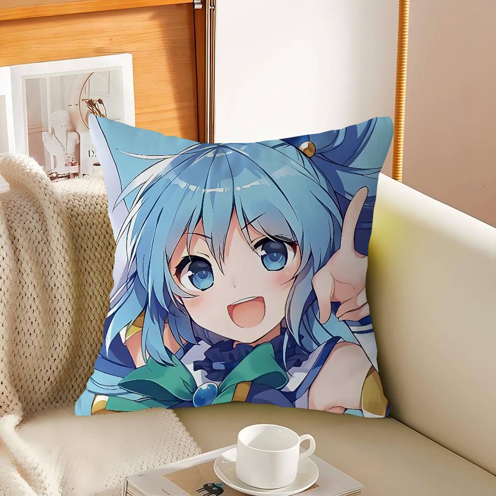 Aqua Konosuba Anime Cushion Cover 30x50 Polyester Sofa Cushions Decorative Throw Pillows Home Decoration Pillowcover