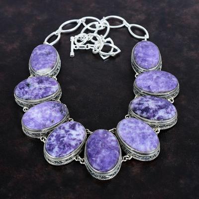Collier Lépidolite Collier Pierre Gemme Naturelle Collier Argent Sterling 925 Collier Chaîne Réglable Bijoux Vintage Fait Main Cadeaux de Mariage