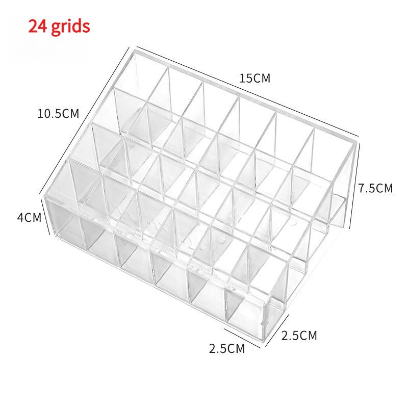 

1pcs Transparent Acrylic Lipstick Storage Box 9/24/36/40 Grid Cosmetics Sorting Rack Desktop Lipstick Display Stand Lipstick Nail Polish Shelf 15x10.5x7.5cm 1pcs