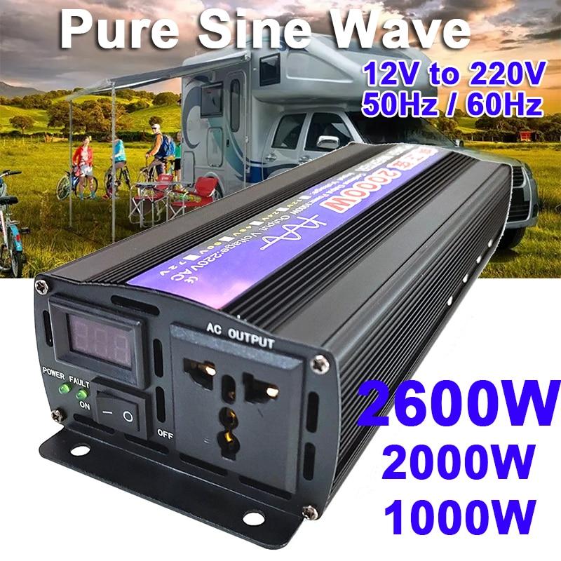 Cheap 2600W/2000W/1000W Pure Sine Wave Inverter 12V To 220V DC To AC ...