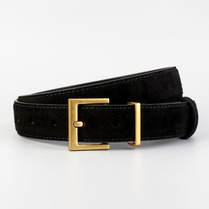 Classic Leather Womens Belt With Pin Buckle For Casual And Business Wear Black