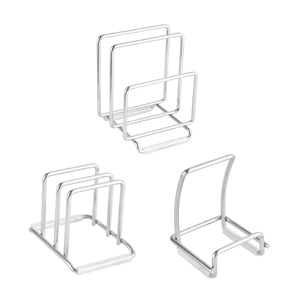Stable Stainless Steel Cutting Board Holder Rustproof Space Saving Pot Lid Stand Draining Water Anti-slip Kitchen Storage Rack