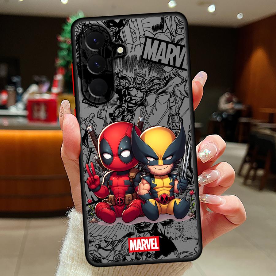 Чехол Marvel Deadpool Wolverine Love для Samsung Galaxy A73 A33 A14 A23 A17 A52 A52S A72 A56 A55 A54 A35 A34 A36 A53 A16 A15 Galaxy A14 brown