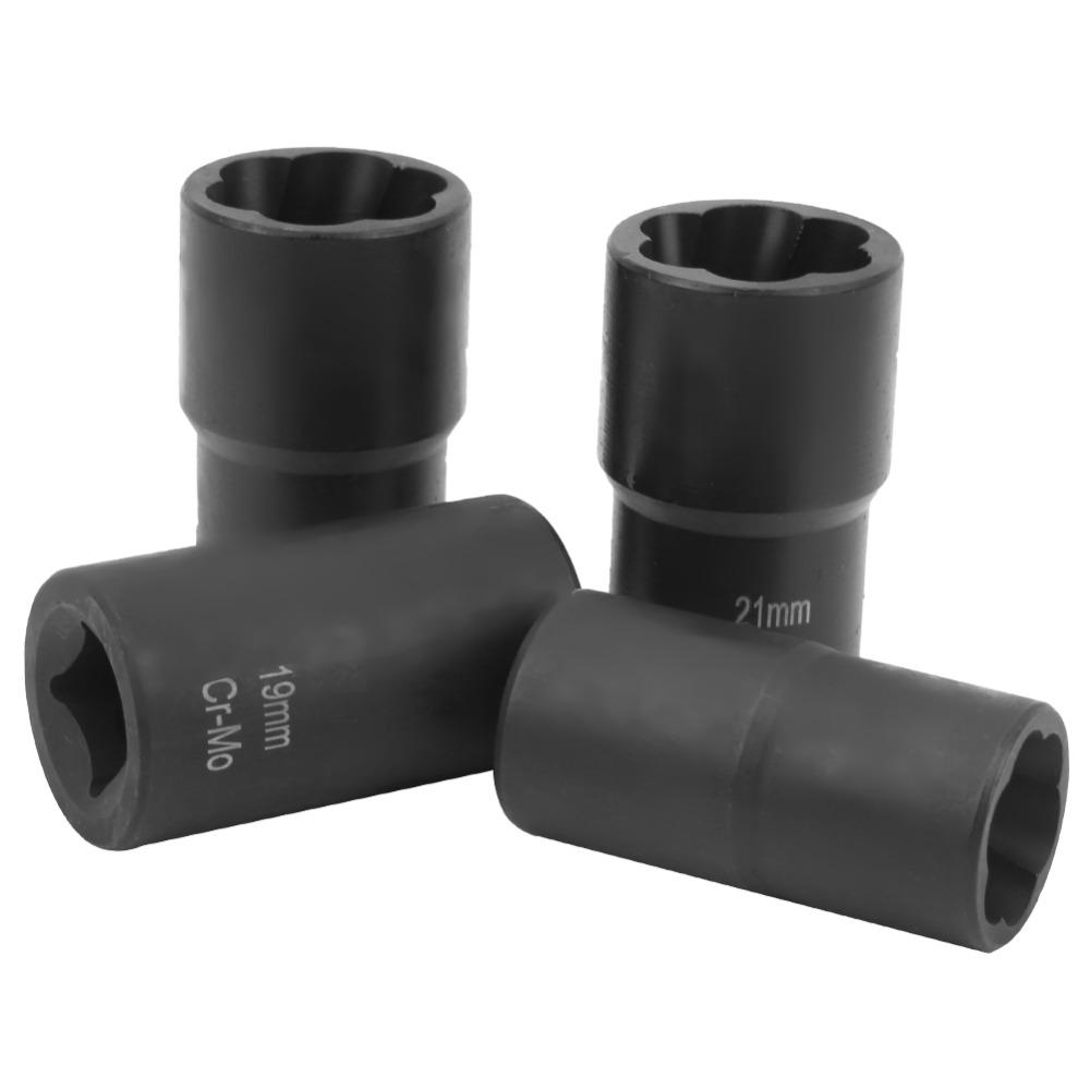 5pcs 6-Point Sockets Nut Extractor Socket Set Stripped Lug Nut Remover Bolt Extraction Use
