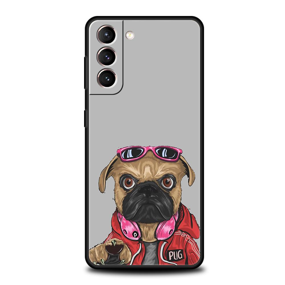 Cute Pug Dog Phone Case For Samsung Galaxy S24 S23 S22 S20 S21 FE Ultra S24 S23 S10 S10E S9 S8 Plus 5G Phone Cover Fundas Capas