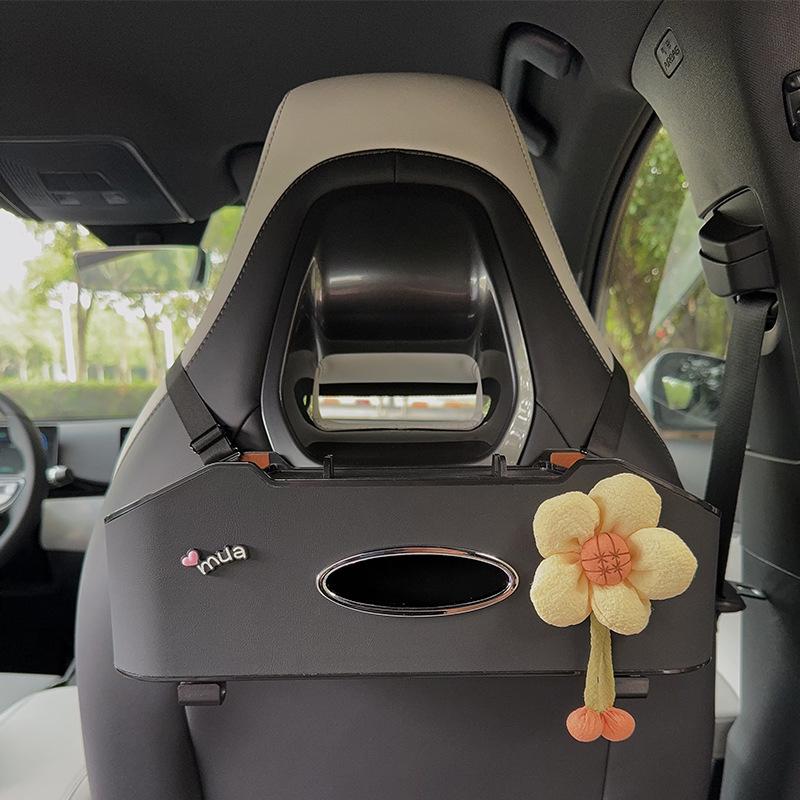 Aufbewahrungsbox für die Rücksitzlehne mit Taschentuchhalter & Getränkehalter - Multifunktionaler Organizer