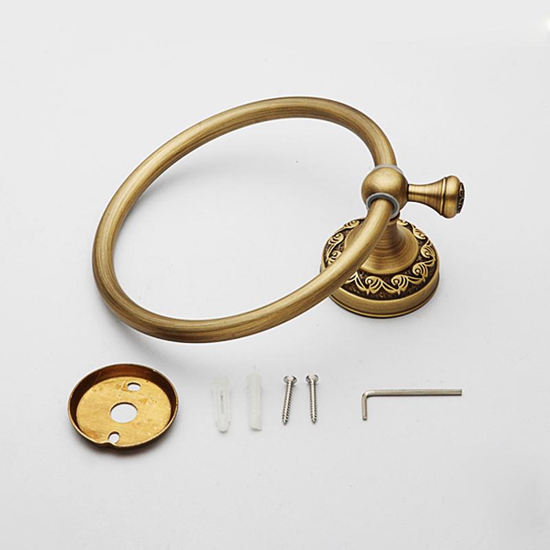 Brushed Bronze Brass Towel Ring Oval Contemporary Bathroom Hand Towel Holder Wall Mounted,Antique Brass Finish Towel Rack EL80A