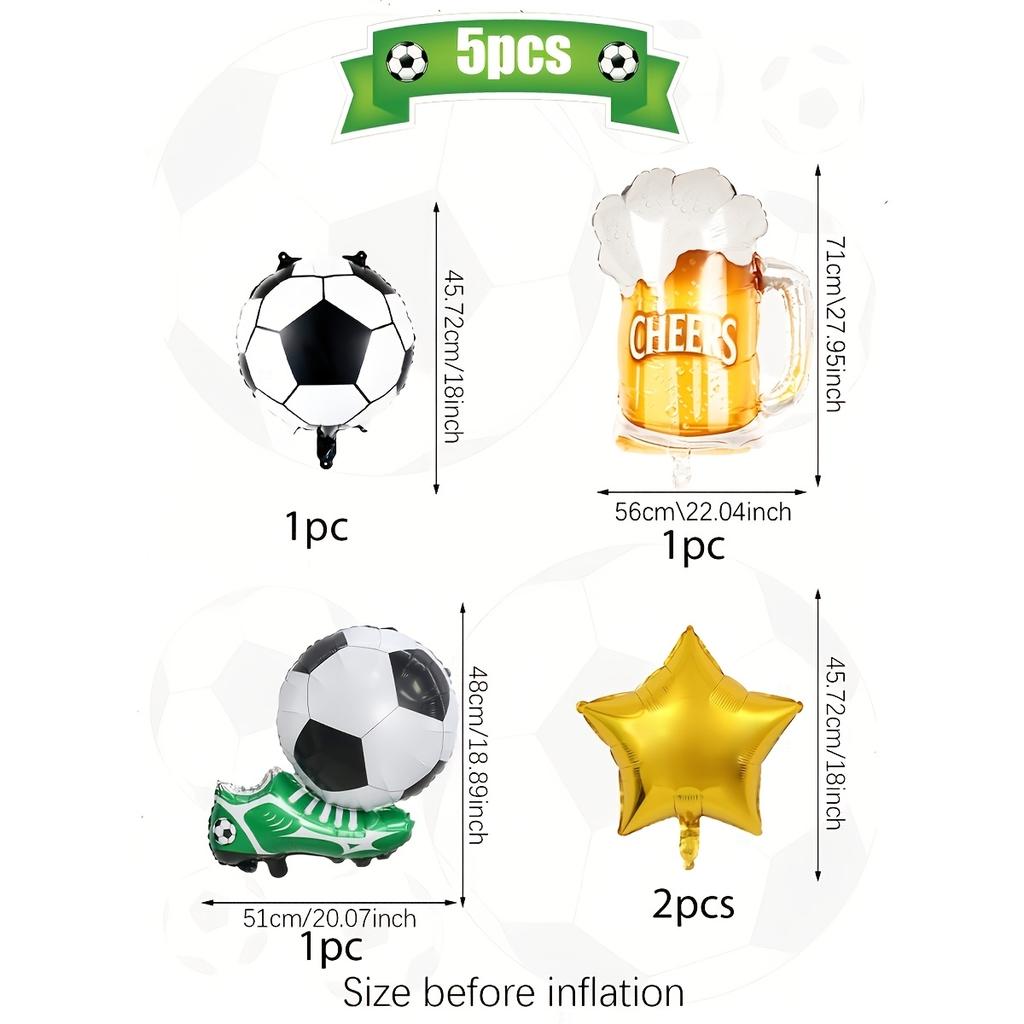 5pcs Football Theme Balloon Set Football Shoe Shaped Beer Mug Balloon Sports Theme Party Decoration Football Game Photo Props