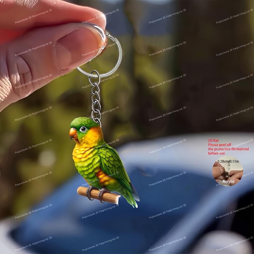 Cute Parrot 2D Acrylic Keychain, Decorative Hanging Charm for All Events & Holidays, Ideal Gift Choice